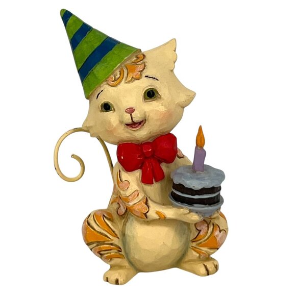 Jim Shore Birthday Cat Mini Heartwood Creek Figurine Collectible - Picture 1 of 10